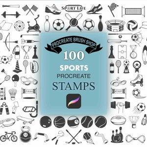 Sports Procreate Stamps, 100 Sports Stamp Brush, Sports Procreate Brushes, Procreate Bundle, Sports Stamp Set