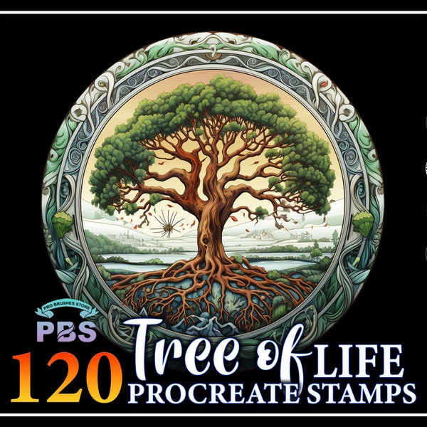 120 Timbres procréés d’arbre de vie, Timbres d’arbre avec racines pour procréer, Timbres de procréation d’arbres verts