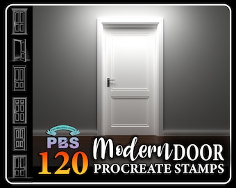 120 timbri Procreate per porte moderne: pennello minimalista (download digitale)