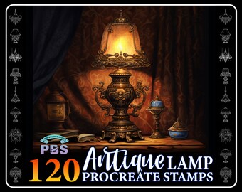 120 sellos de Procreate de lámparas antiguas (descarga digital)