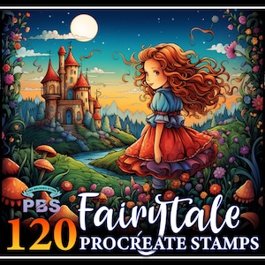 120 Procreate Fairytale Stamps, Fairytale stamps for procreate, Fairytale Procreate Stamps