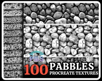 100 pennelli Procreate Pebbles Texture (download digitale)