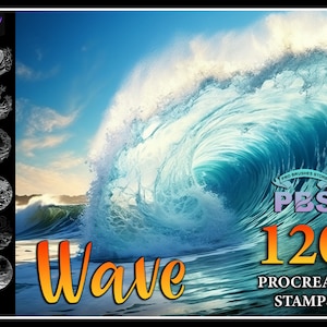 120 Procreate Wave Stamps, Sea Waves stamps for procreate, Wave brushes