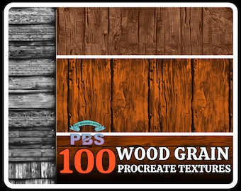 100 pinceles de textura de veta de madera para Procreate (descarga digital)