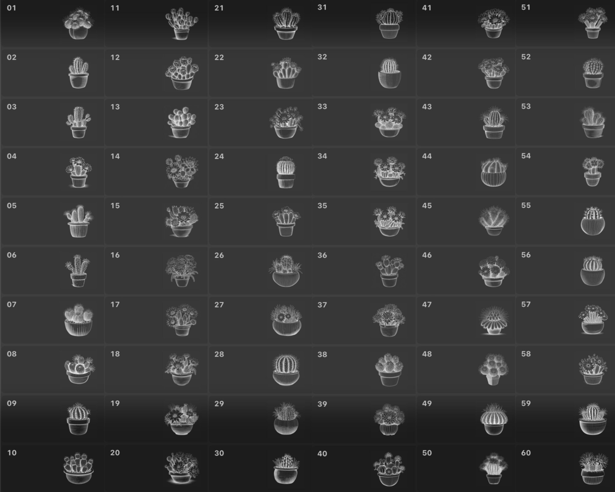 120 Cactus & Succulent Procreate Stamps: Potted Plant Brush (digital ...