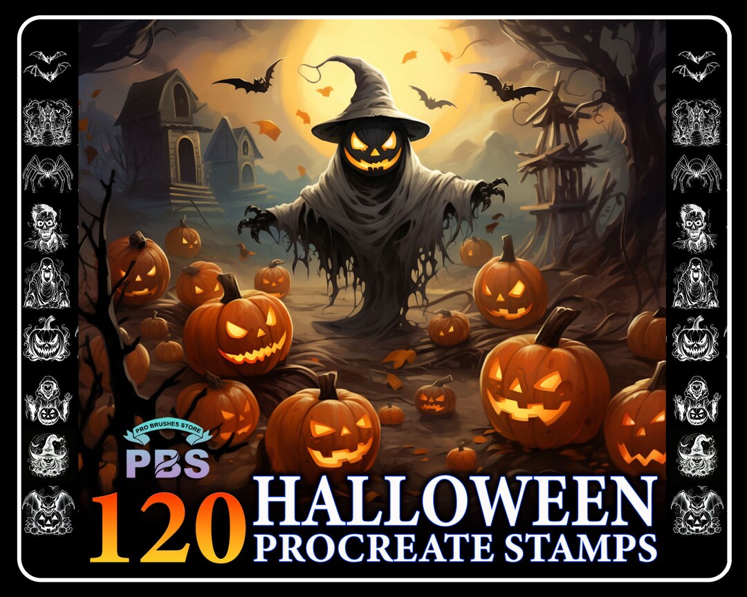 120 Halloween Procreate Stamps: Spooky Brush Set (digital Download) - Etsy
