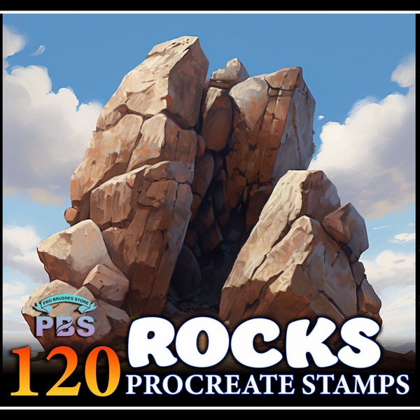 120 Procreate Rock Stamps, Rock stempels voor voortplanting, Rock Procreate Stamps, Natuurborstels voor voortplanting,