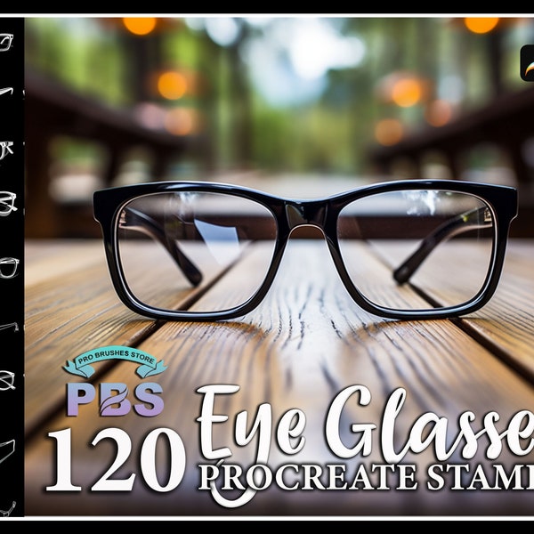 120 Eyeglasses Procreate Stamps, Eyeglasses brush for procreate, Fashion procreate stamp, sunglasses procreate stamp