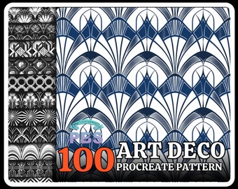 100 pennelli per texture Art Déco Procreate (download digitale)