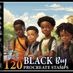 120 francobolli Procreate Black Boy, francobolli Afro Boy per procreare, ragazzo afroamericano