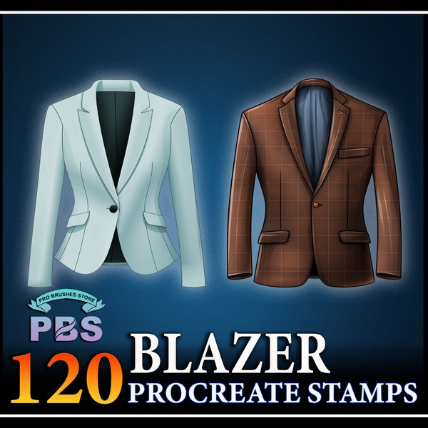 120 Procreate Blazer Stamps, Blazer Stamps pour procréer, Fashion Procreate Stamp