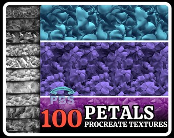 100 bloemblaadjetexturen voor Procreate (digitale download)