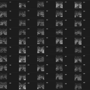 May include: A series of 60 black and white images showing different perspectives of a room interior. The images are numbered from 01 to 60.