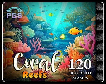 120 Coral Reefs Procreate Stamps: Underwater Brush Set (Digital Download)