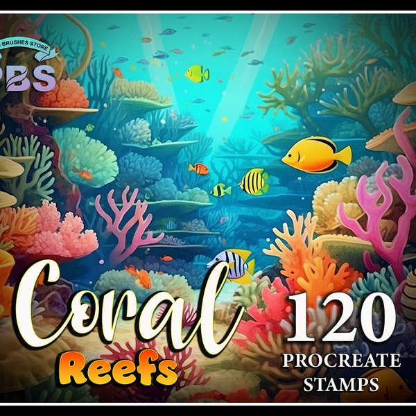 120 Procreate Coral Reefs Stamps, Coral Reefs brush for procreate, Underwater procreate stamp, instant digital download.