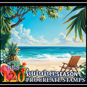 120 Procrete Summer Season Stamps, Summer Scene stamps for procreate, Summer Time Procreate