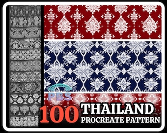100 Thailand Procreate-patroonpenselen (digitale download)