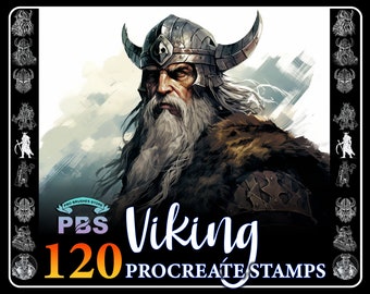120 Procreate Viking Stamps, Viking stamps for procreate, Warrior brushes for Procreate