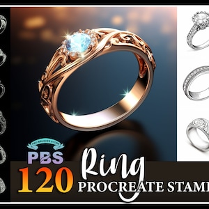 120 Sellos de anillo procreado, Sello de anillo para procrear, Sellos de procrear anillo de boda, Sello de procrear de moda, Pincel de joyería para procrear.