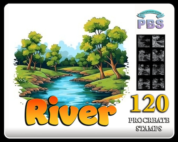 120 River Procreate Stamps: Landscape Brush Set (Digital Download)