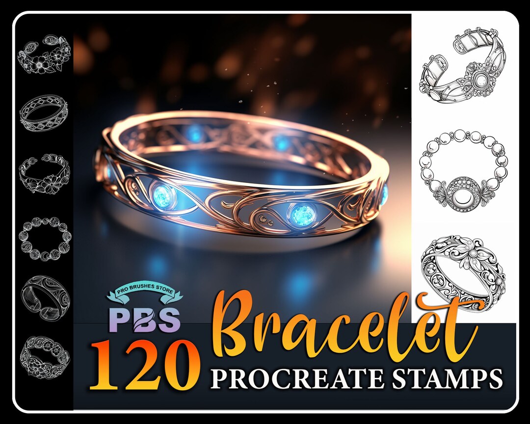120 Procreate Bracelet Stamps, Bracelet Stamp for Procreate, Fashion