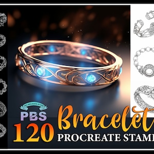 120 Procreate bracelet Stamps, bracelet Stamp for procreate, Fashion procreate stamp, Jewelry Brush for procreate.