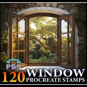 120 Procreate Window Stamps, Window stamps for procreate, Elegant Window Design Idea