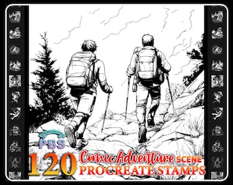 120 Procreate Comic Adventure Scene Stamps: Journey & Exploration (Digital Download)
