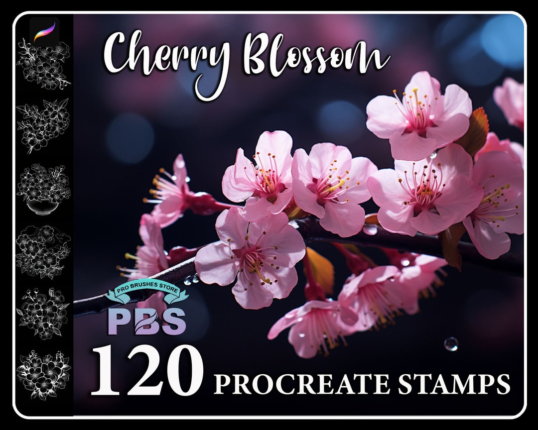 120 Procreate Cherry Blossom Stamps Cherry Blossom Brush for - Etsy