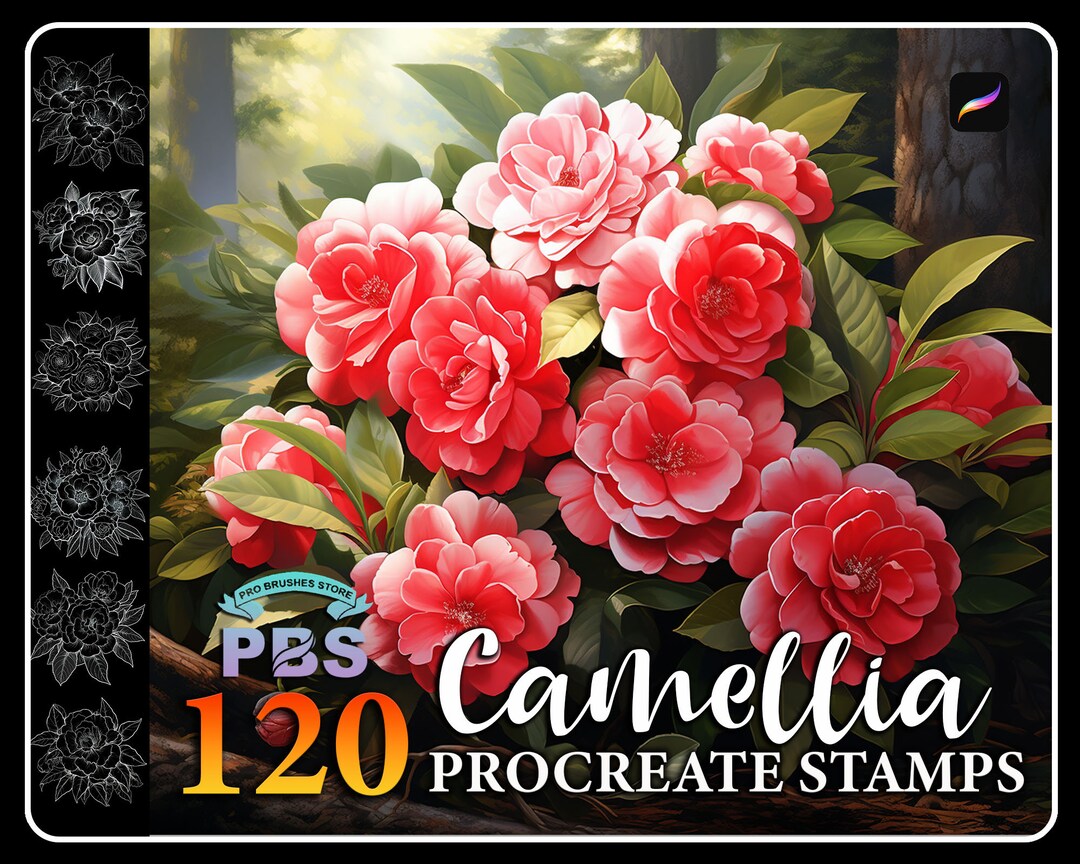 120 Camellia Flower Procreate Stamps: Brush Set (digital Download) - Etsy