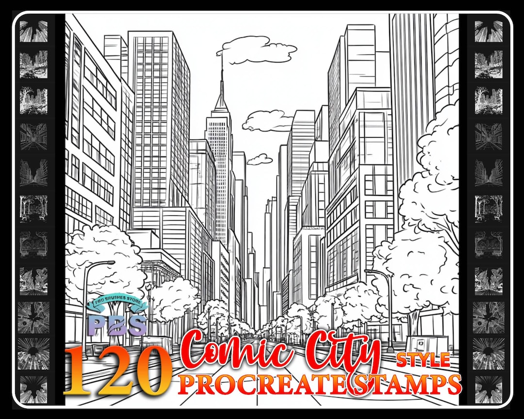 120 Procreate Comic City Stamps: Brush Set (digital Download ...