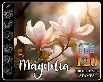 120 Magnolia Flower Procreate Stamps: Brush Set (Digital Download)