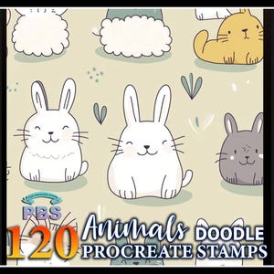 120 Procreate Animal Doodle Stamps, Animal Brush For Procreate, Doodle Procreate Stamp, Hand Draw Animal Doodle Stamp Procreate