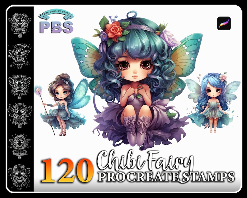 120 Procreate Chibi Fairy Character Stamps, Chibi Fairy Stamps for ...