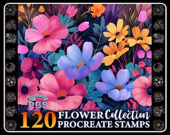 120 Flower Stamps for Procreate: Botanical Brush Collection (Digital Download)