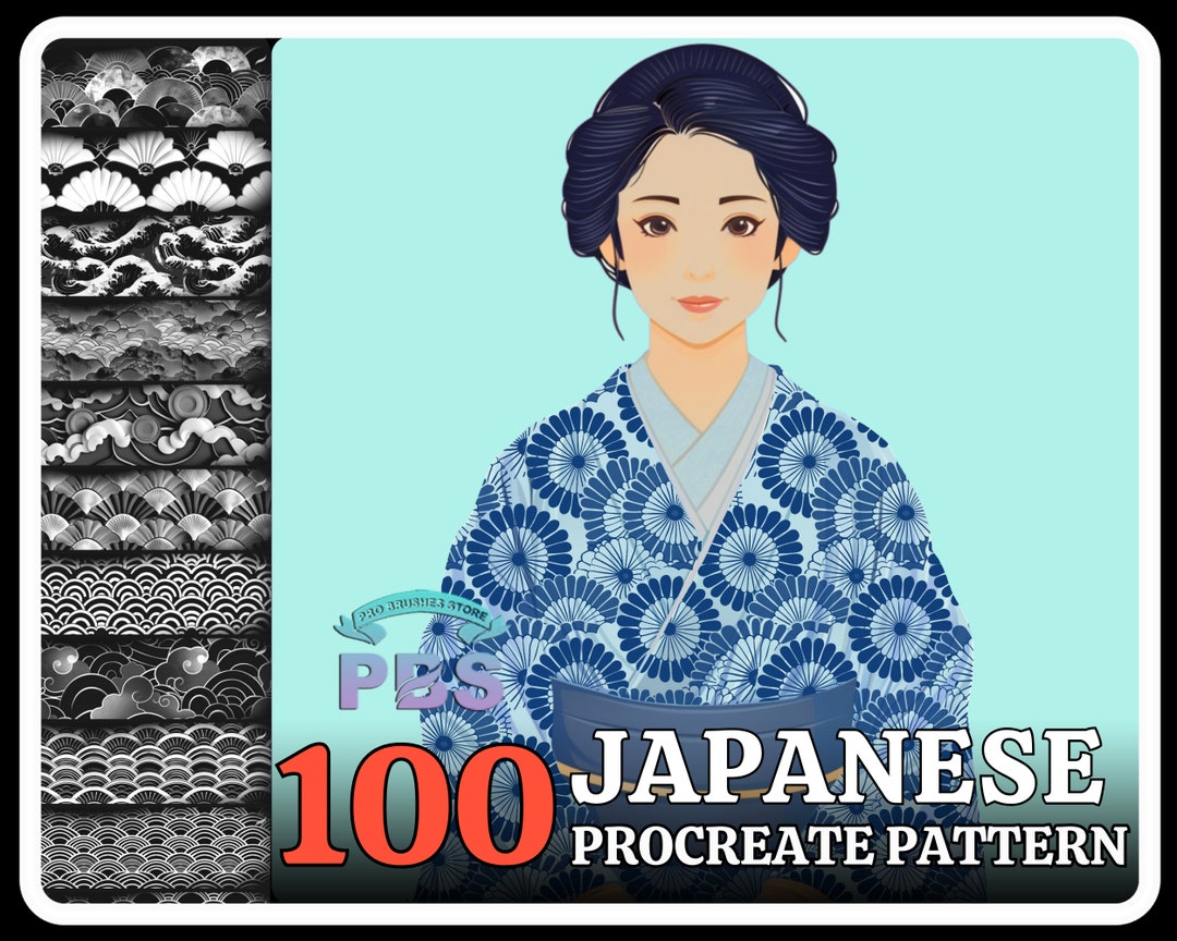 100 Japanese Pattern Procreate Brushes (digital Download) - Etsy