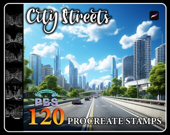 120 City Streets Procreate Stamps: Urban Landscape (Digital Download)