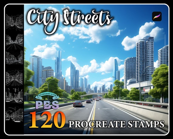 120 City Streets Procreate Stamps: Urban Landscape (Digital Download)