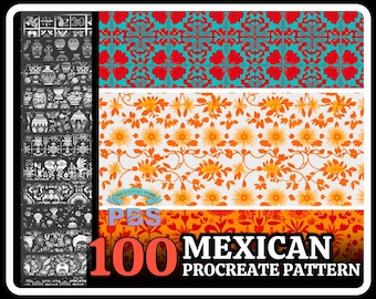 100 Mexican Pattern Brushes for Procreate (Digital Download)