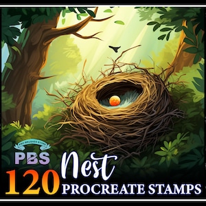 120 Procreate Nest Stamps, Nest brush for procreate, Bird Nest procreate stamp