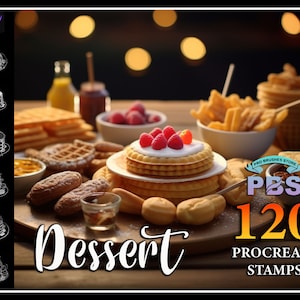 120 Procreate Dessert Stamps, Dessert brush for procreate, Food procreate stamp, instant digital download.