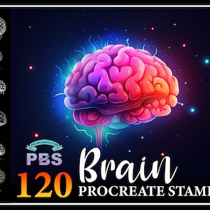120 Procreate Brain Stamps, Brain Stamps for Procreate