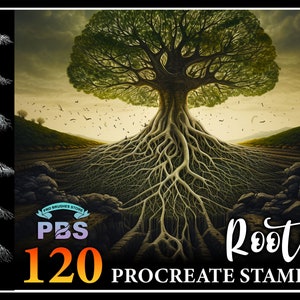 120 Procreate Root Stamps, Tree Roots brush for procreate, Realistic Root procreate stamp