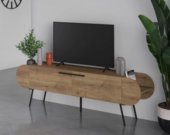 Mueble TV de diseño escandinavo CAPSULE 195cm - Nogal