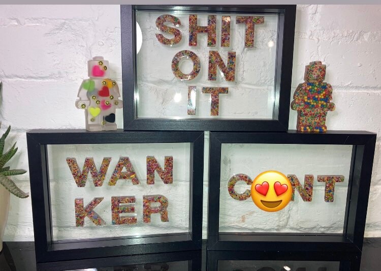 Floating word art framed. Bright colourful and playful Etsy