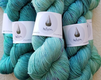 Sea Glass Hand-dyed Superwash Merino Wool Yarn- Fingering/Sock Weight