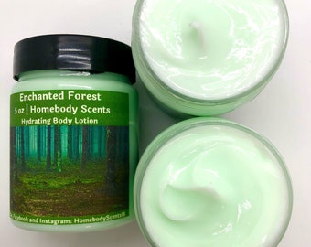 Enchanted Forest Body Lotion, Evergreen Body Lotion, Musky Minty Body Cream, Eucalyptus Lotion, Musk Hand Cream, Green Lotion