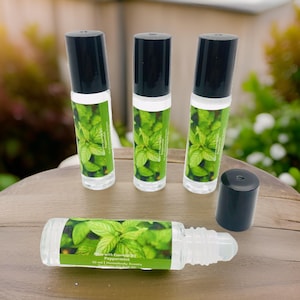 Peppermint Essential Oil Perfume Roll On - Travel Size 10 ml