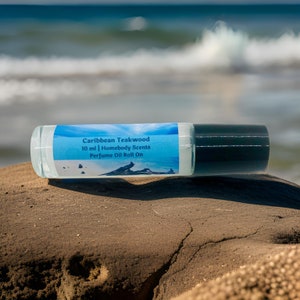 Caribbean Teakwood Perfume Oil Roll On: Spicy Woodsy Scent, 10 ml
