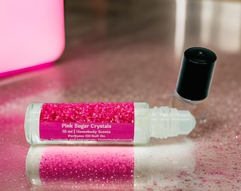 Pink Sugar Crystals Perfume Oil Roll On: Sweet Candy Scent (10 ml)